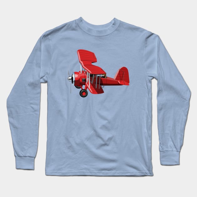 Cartoon biplane Long Sleeve T-Shirt by Mechanik